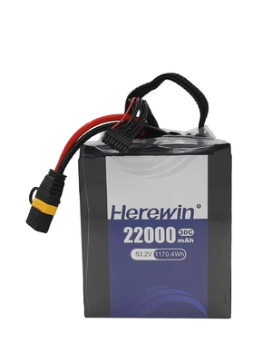 Soft Pack UAV Drone Battery 53.2V Herewin 14S 22000MAH AI Vliegtuig Drone LFP LIPO Landbouwbatterij