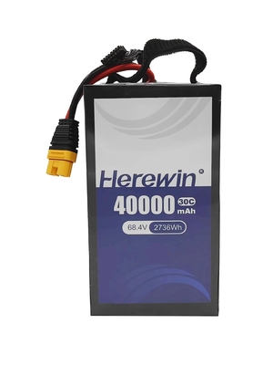 18S1P 40000mAh Herewin Soft Pack Drone Battery Pack 68.4V 30C Sprayer UAV Battery