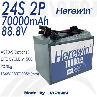 24S2P 88.8V 70000mAh Soft Pack Battery voor Communicatie Port RS485 van Herewin
