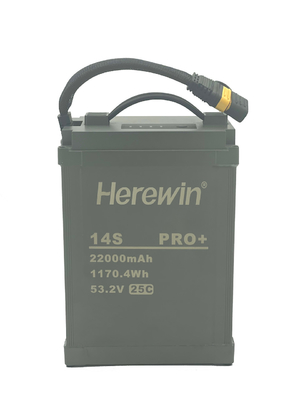 Herewin 14S1P Pro+ 22000mAh 25C Discharge Sprayer UAV Batterij 53.2V met Aluminium legering shell