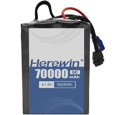 Hierin een halfvaste batterij 14S2P 51.8V 70000mAh met Li-Ion Lithium en LiFePO4 chemie