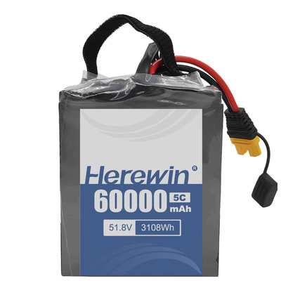Hierin is een semi-solide batterij 14S2P 51.8V 60000mAh voor langdurige en hoge capaciteit