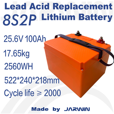 Compacte en lichte 25,6V 100Ah LiFePO4-batterij voor eenvoudige installatie in verschillende toepassingen